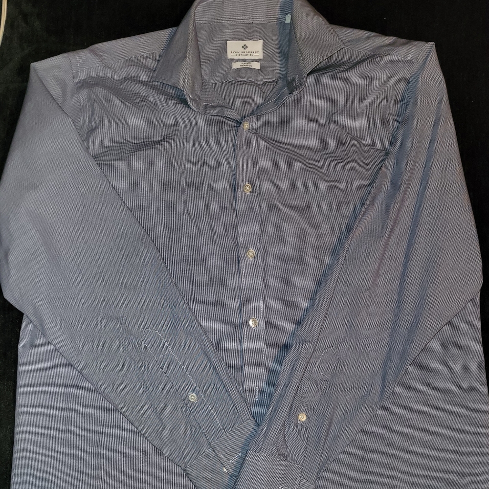 Ryan Seacrest- DISTINCTION- Slim fit 16 1/2 34-35- Blue long sleeve dress shirt